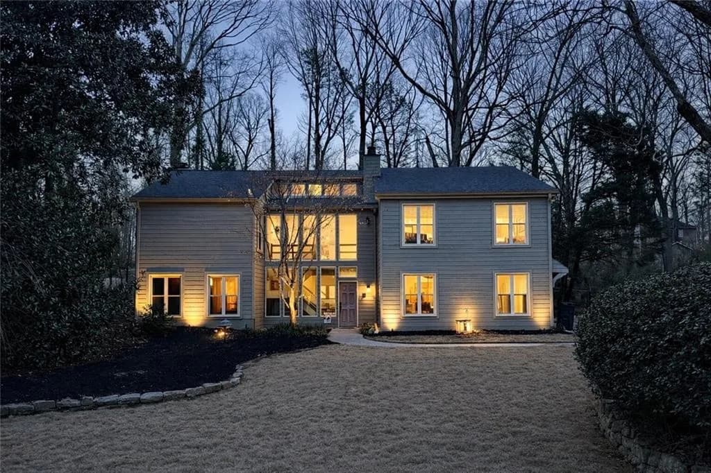 Front of the Home with Landscape Lighting